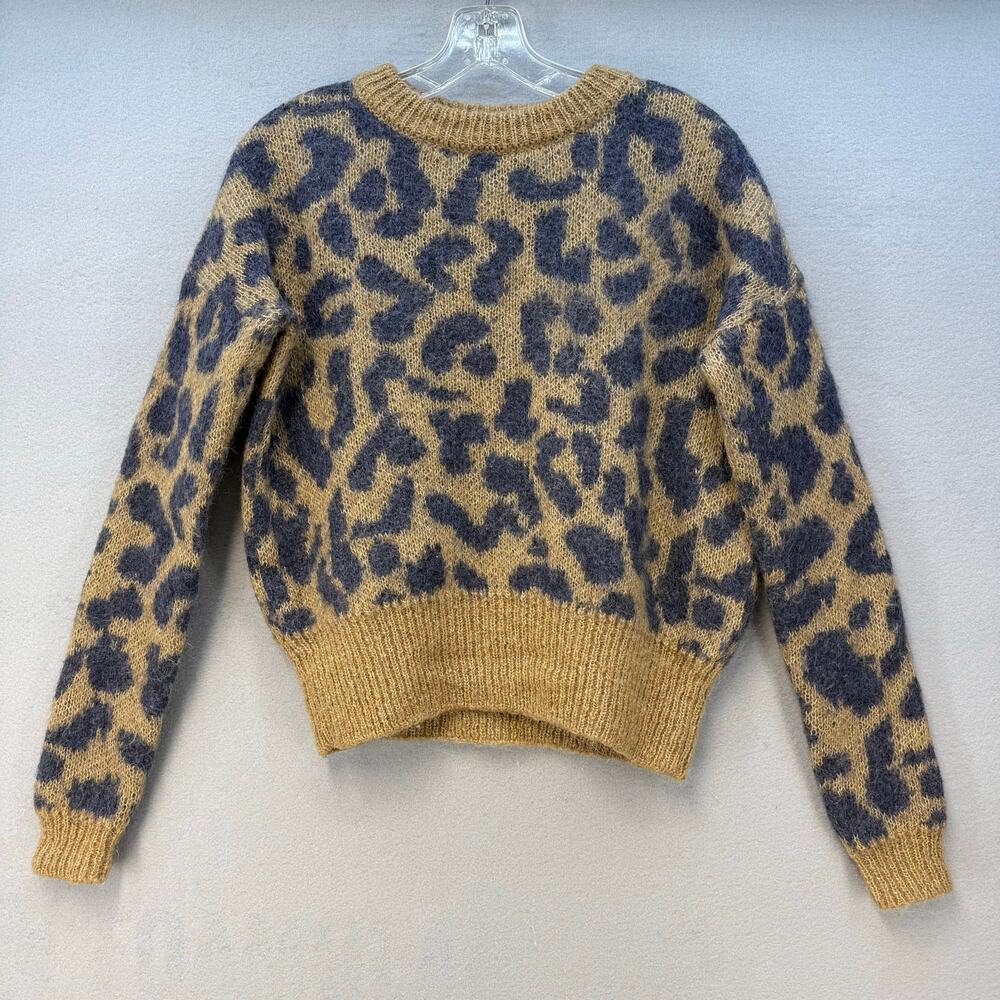 La Maille Cezane Sweater Women's XS Brown Black Cheetah Alpaca Angora Mohair - Picture 2 of 9